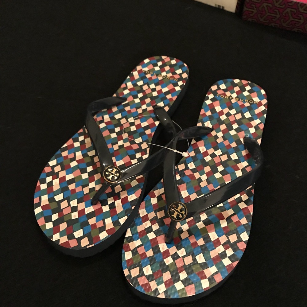 Multicolor Tory Burch flip flops
